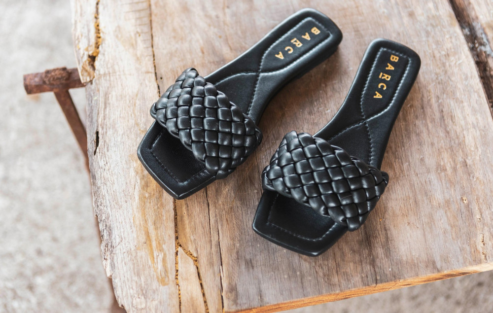 Mules tacón 1 cm negro cuero