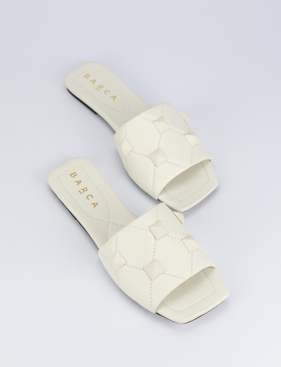 Mules tacón 1 cm blanco cuero