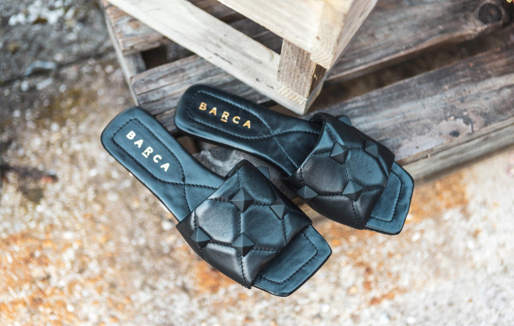 Mules tacón 1 cm negro cuero