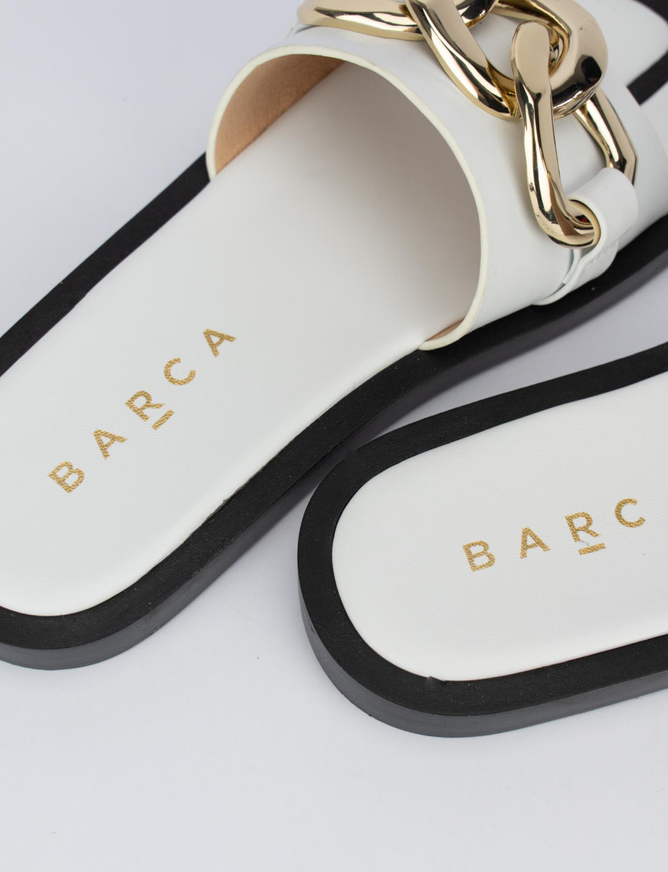 Mules tacón 1 cm blanco cuero