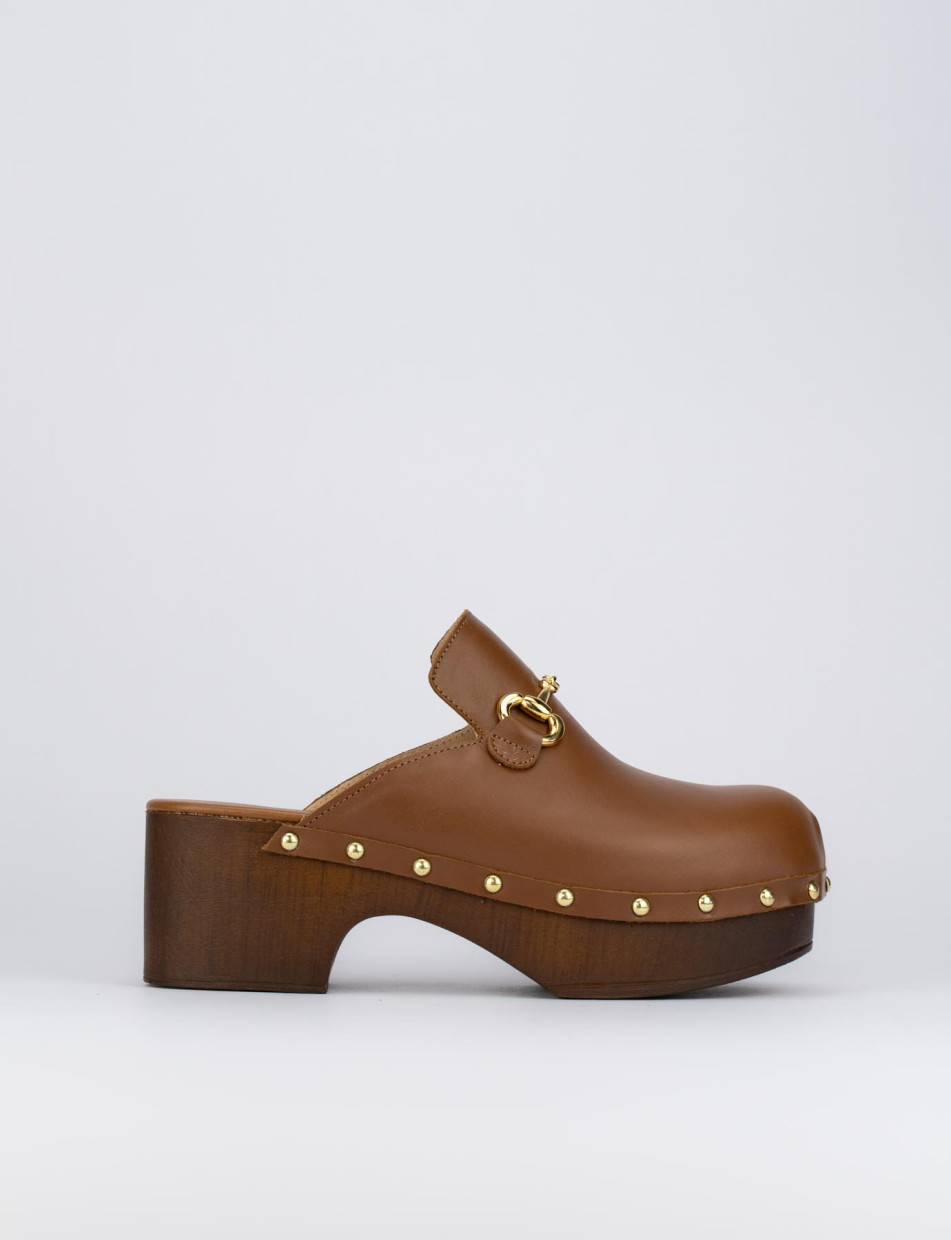 Sandalias de tacón alto tacón 5 cm marrón cuero