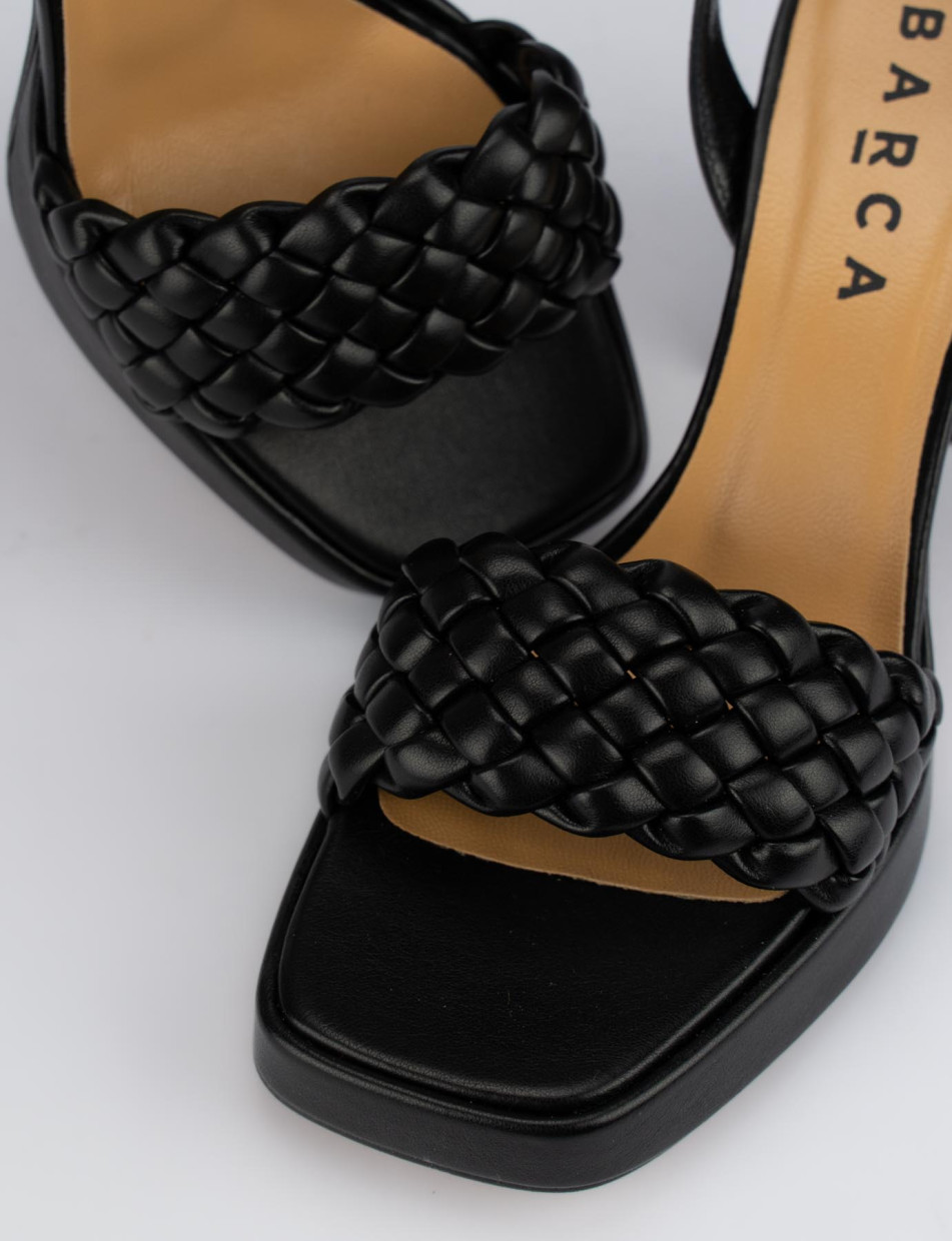 High heel sandals heel 8 cm black leather