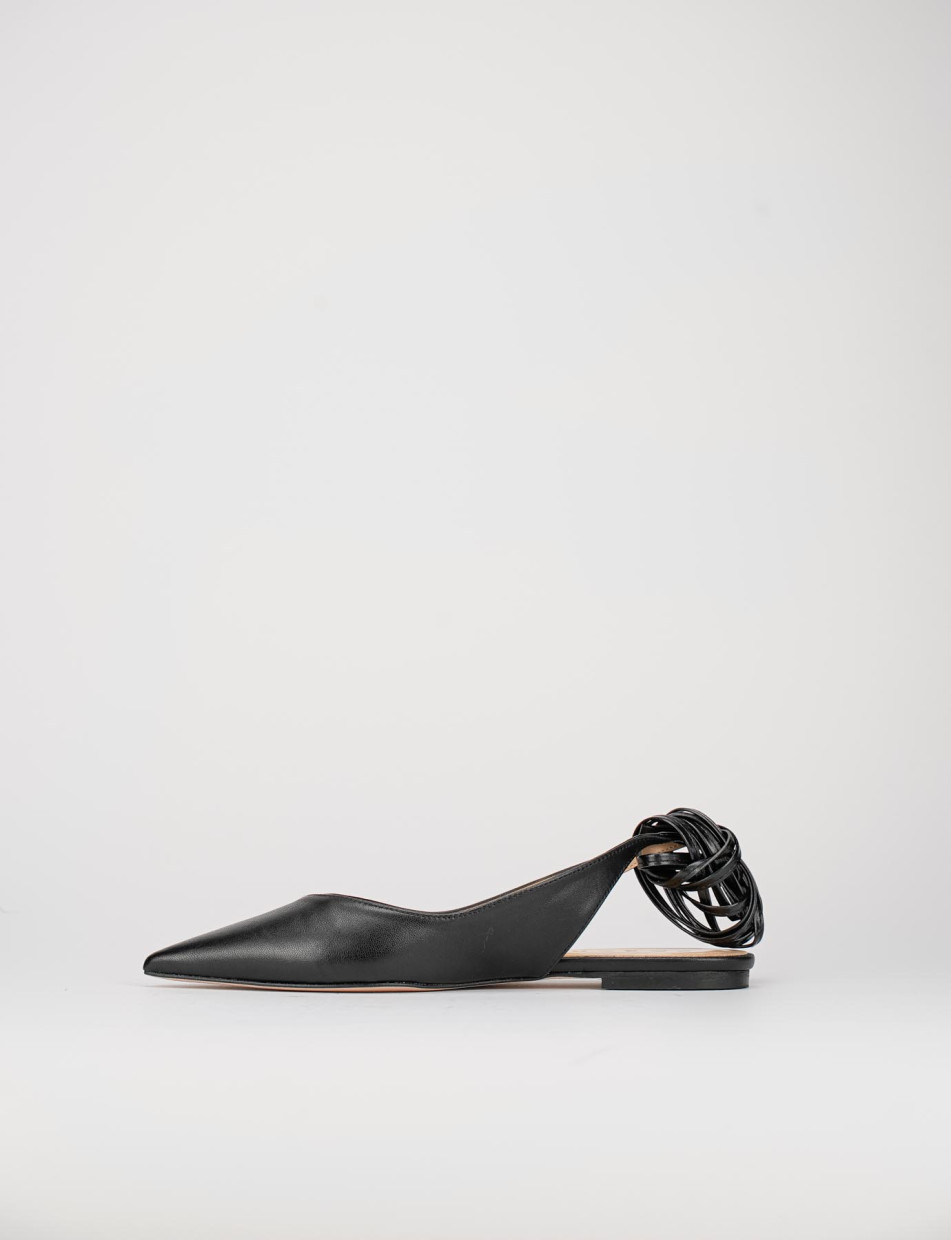 Bailarinas tacón 1 cm negro cuero