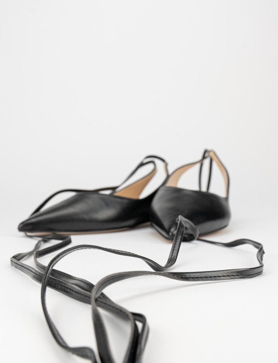 Bailarinas tacón 1 cm negro cuero