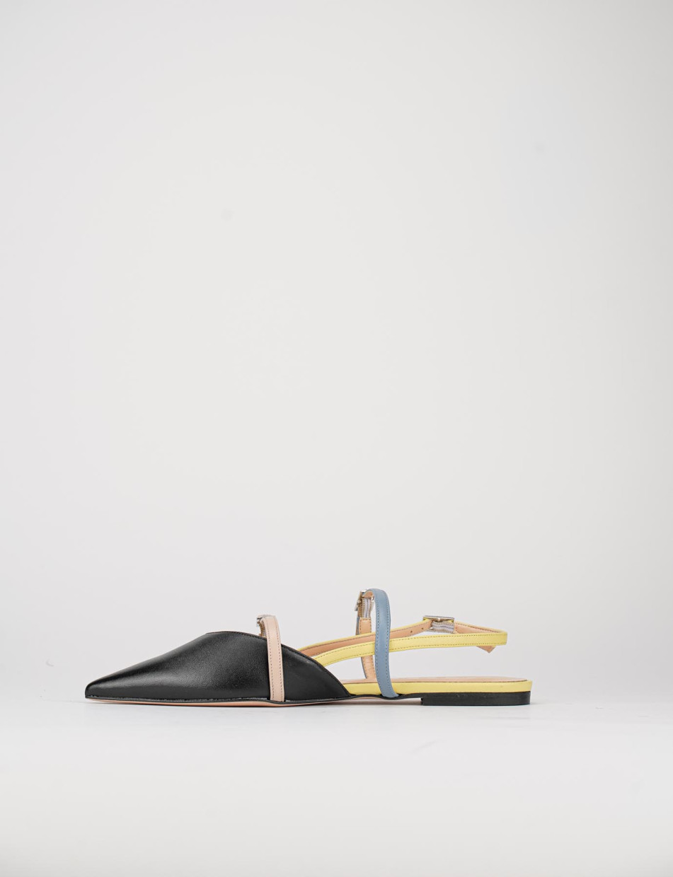 Bailarinas tacón 1 cm negro cuero