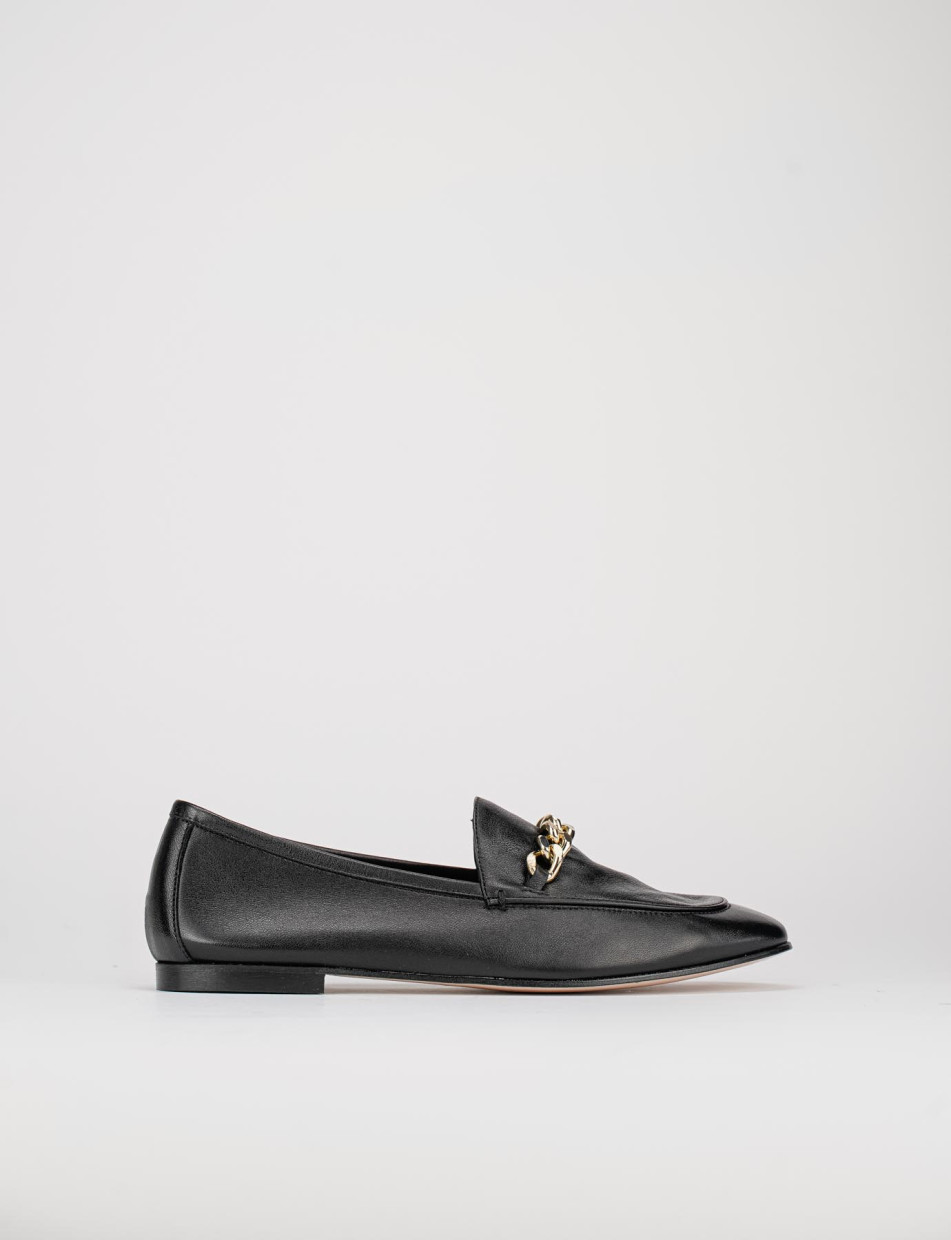 Mocasines tacón 1 cm negro cuero