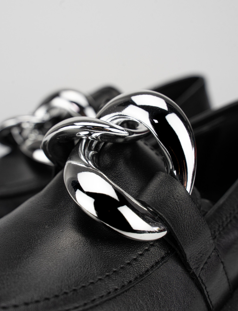 Mocasines tacón 1 cm negro cuero