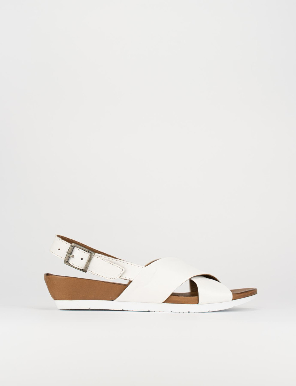 Sandalo zeppa 3 cm bianco pelle