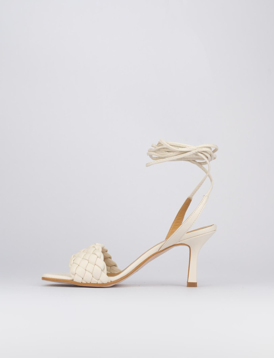 High heel sandals heel 8 cm white leather