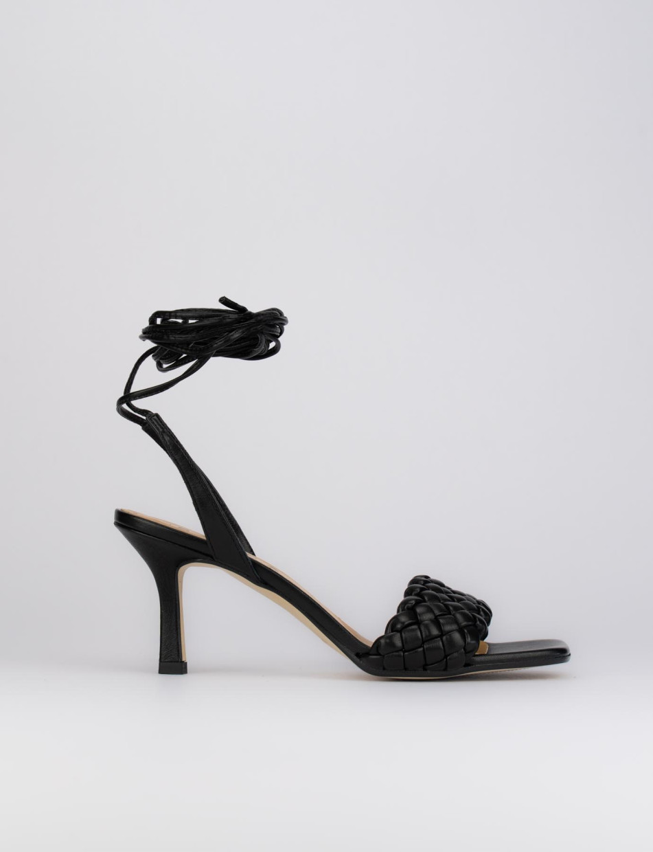 Sandalias de tacón alto tacón 8 cm negro cuero