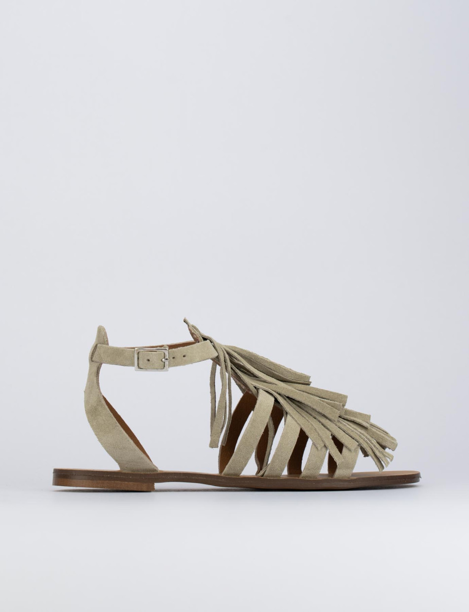 Sandalias de tacón bajo tacón 1 cm beis ante