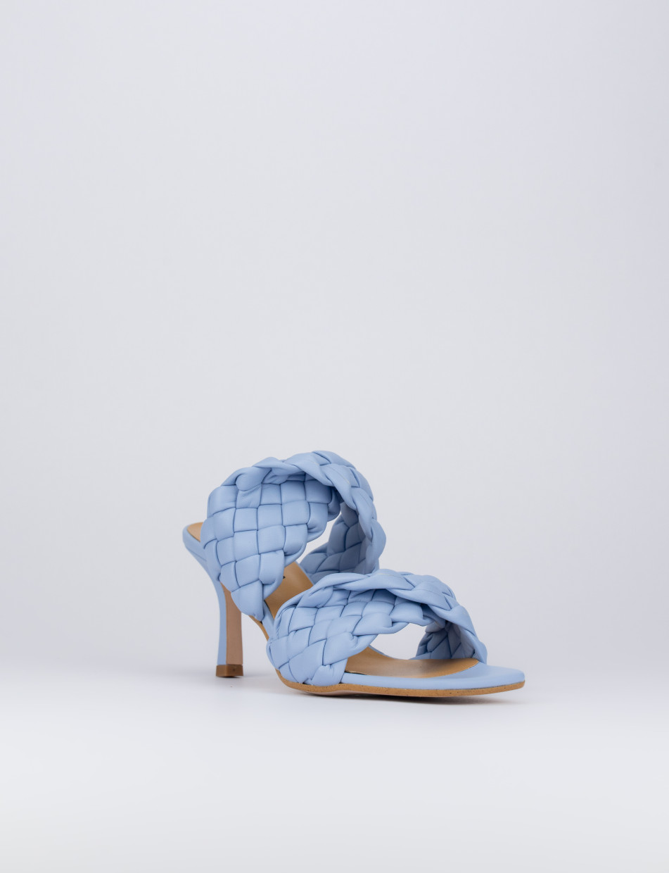 Mules tacón 7 cm turquesa cuero
