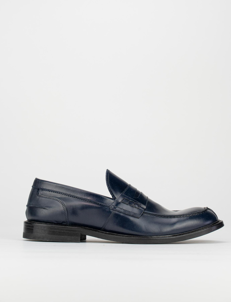 Mocasines azul cuero