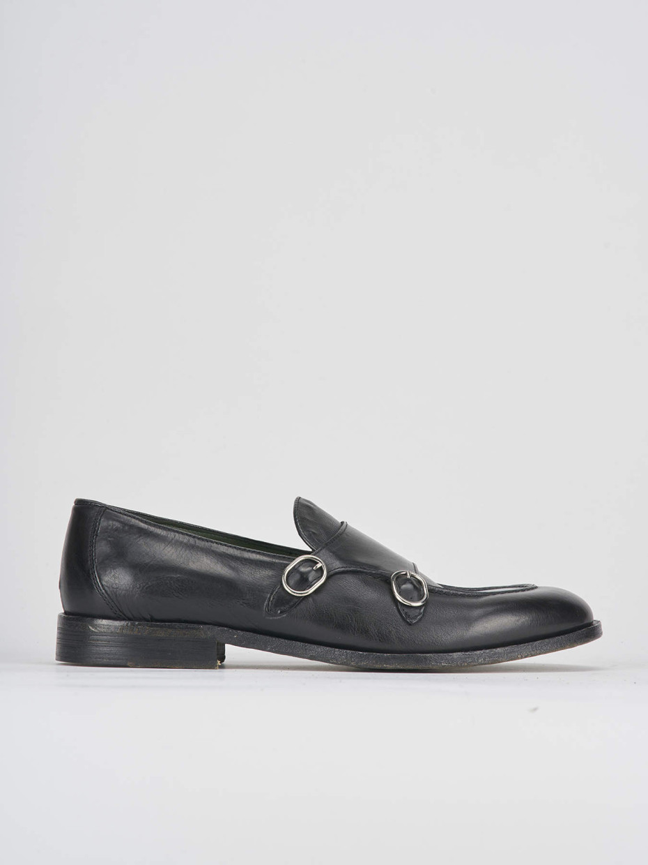 Mocasines tacón 1 cm negro cuero