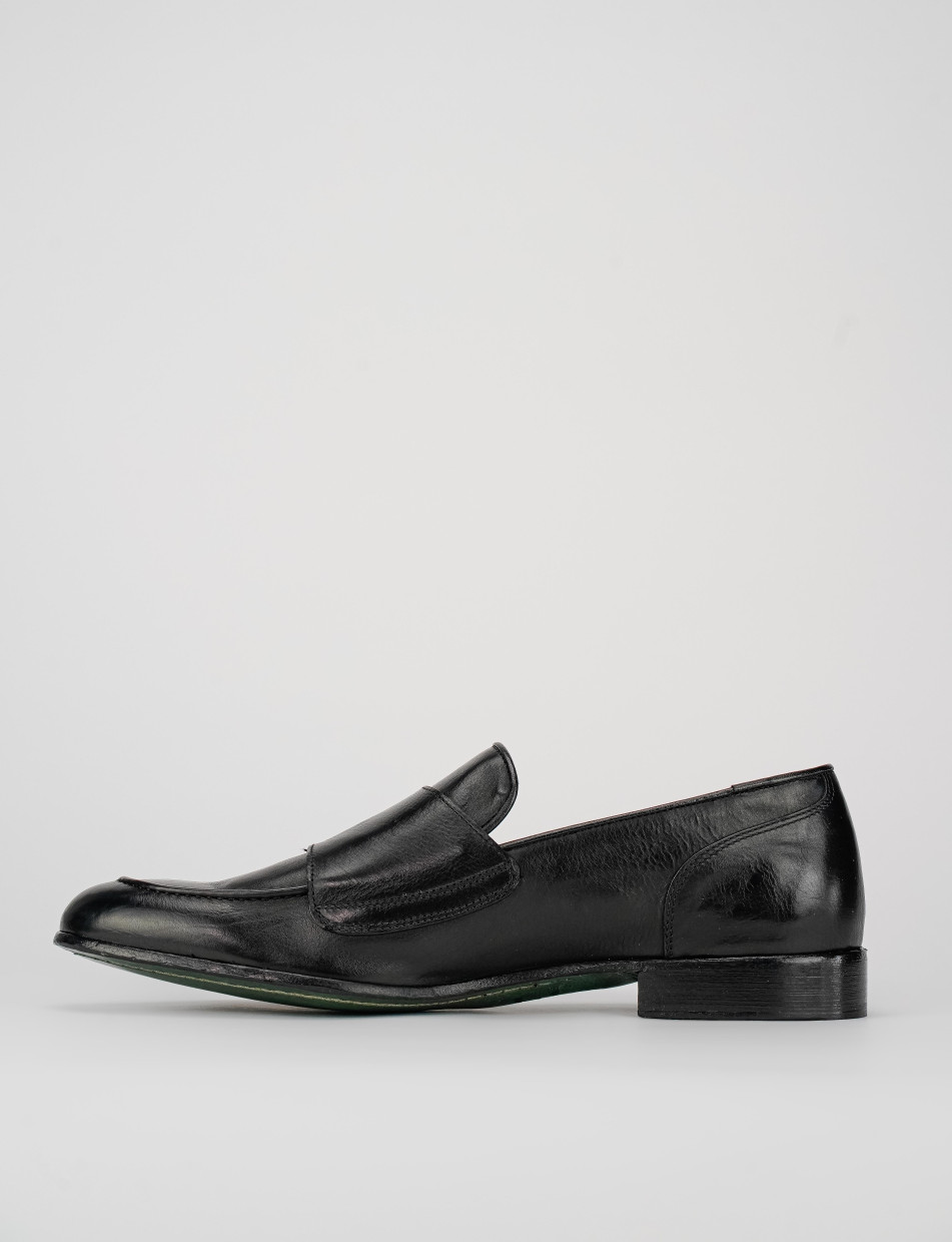 Mocasines tacón 1 cm negro cuero