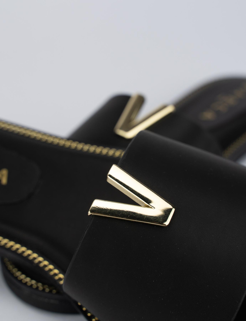 Mules tacón 1 cm negro cuero