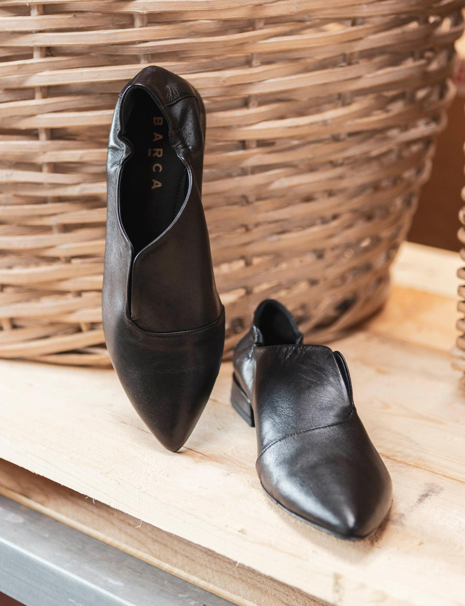 Mocasines tacón 1 cm negro cuero