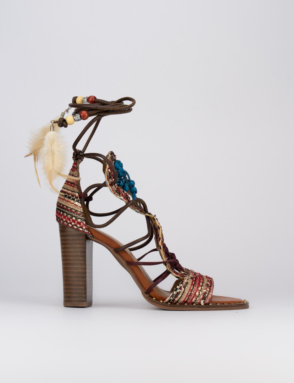 Sandalias de tacón alto tacón 8 cm multicolor cuero