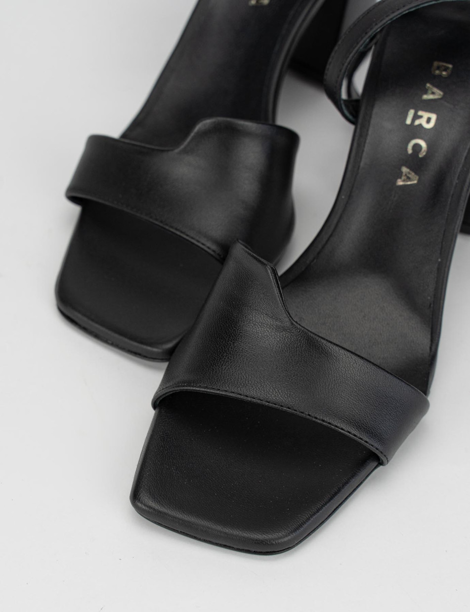 Sandalias de tacón alto tacón 7 cm negro cuero