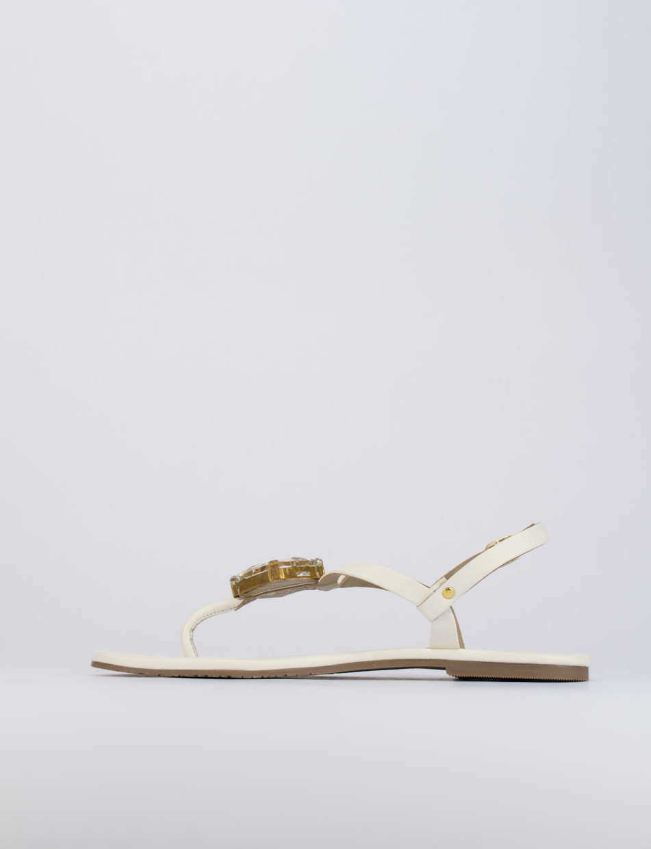 Flip flops heel 1 cm white leather