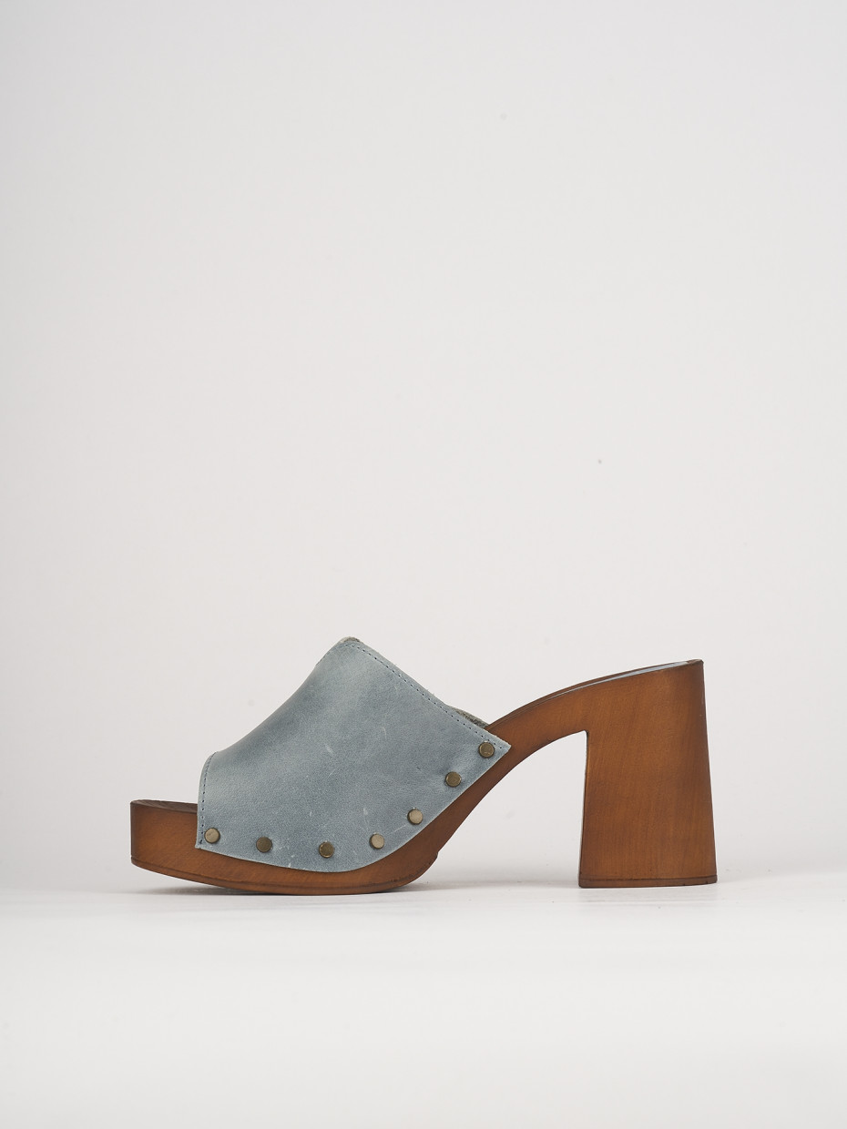Sandalias de cuña tacón 7 cm turquesa cuero