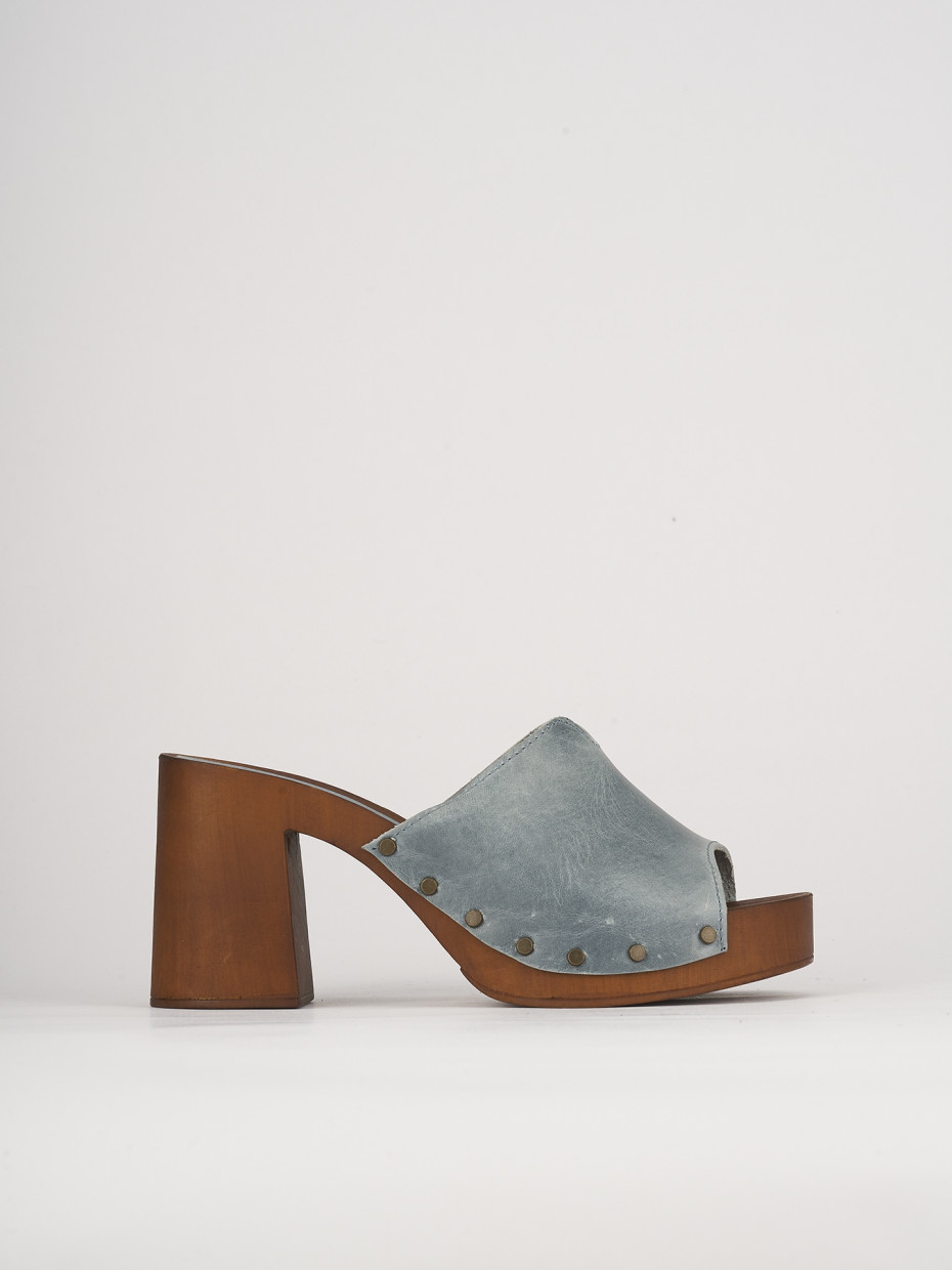 Sandalias de cuña tacón 7 cm turquesa cuero