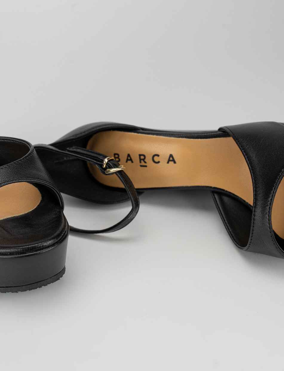 Sandalo zeppa 13 cm nero pelle