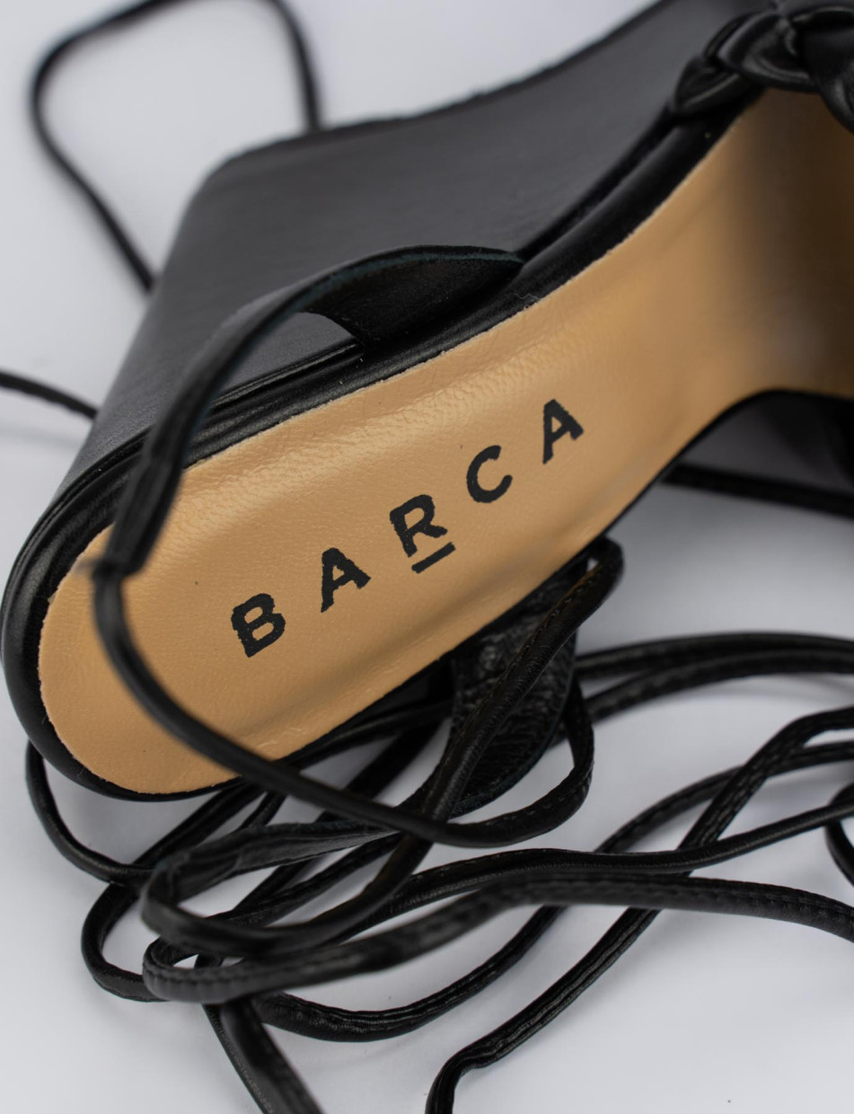Sandalias de cuña tacón 11 cm negro cuero