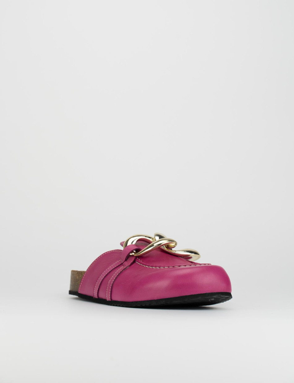 Mules tacón 1 cm rosa cuero