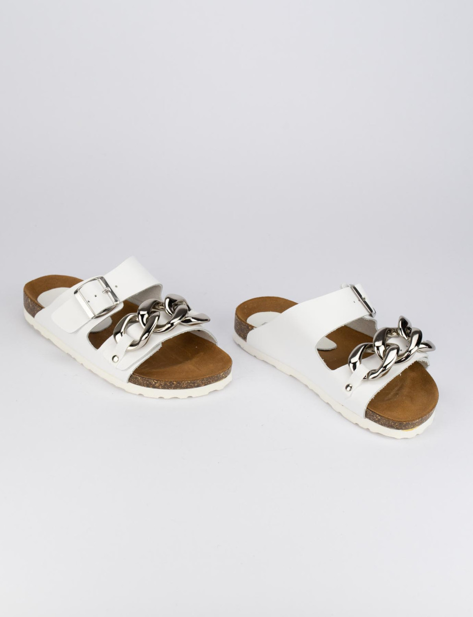 Mules tacón 1 cm blanco cuero