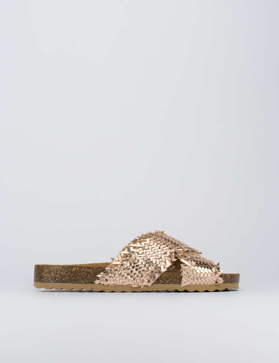 Mules tacón 1 cm rosa cuero