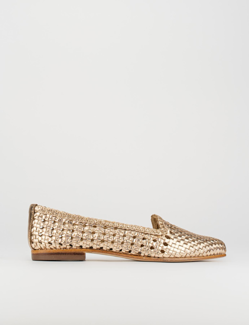 Bailarinas tacón 1 cm oro cuero