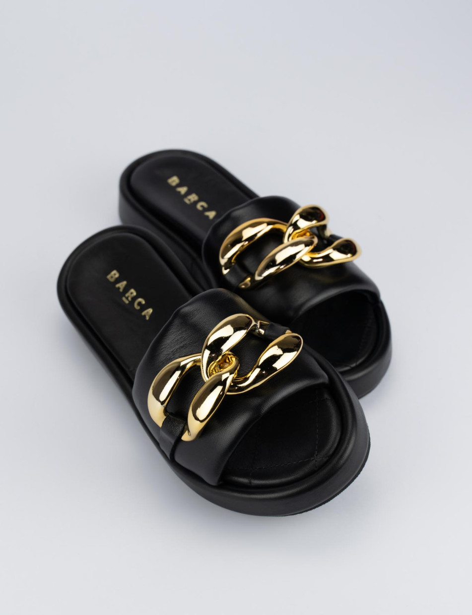 Mules tacón 1 cm negro cuero