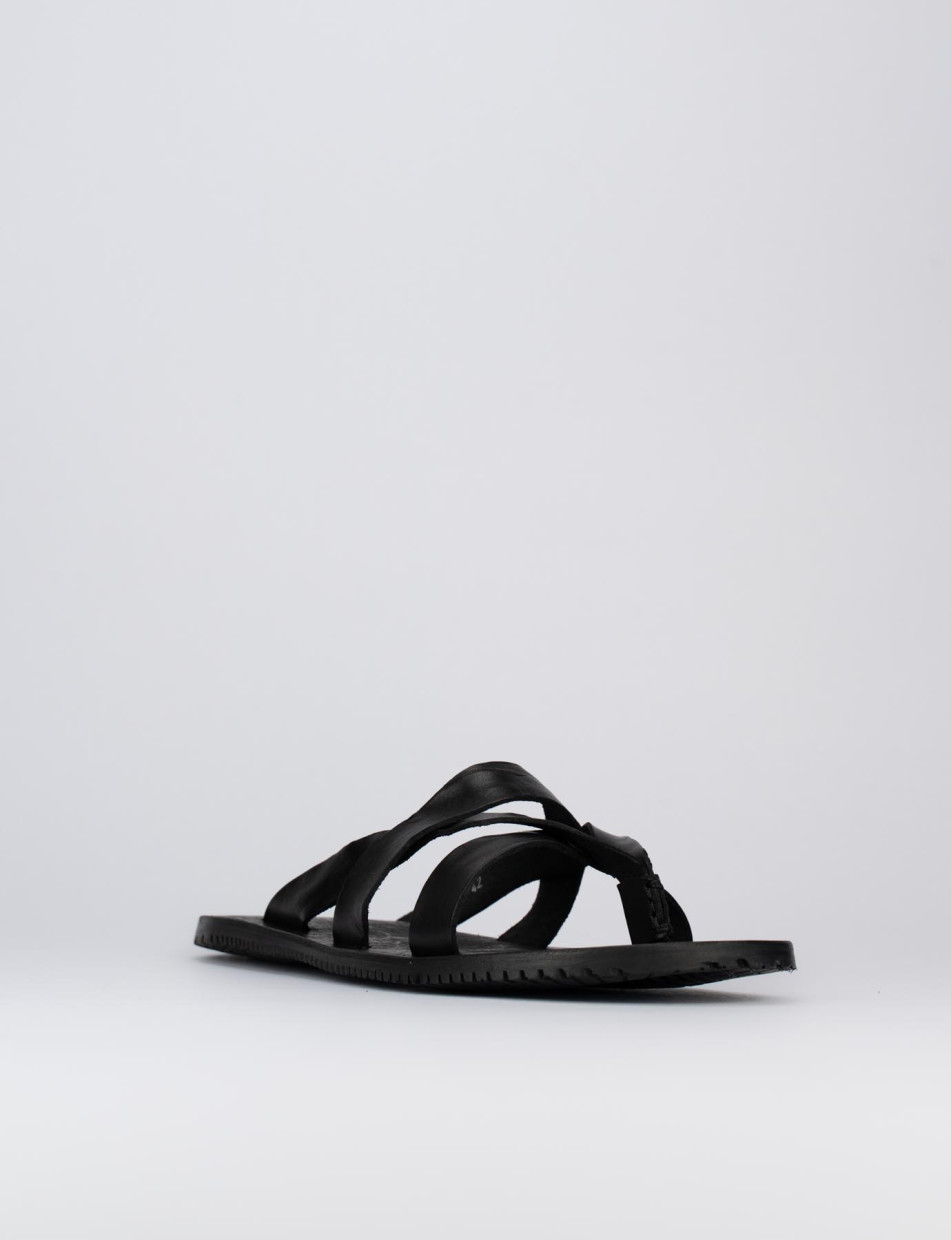 Sandals heel 1 cm black leather