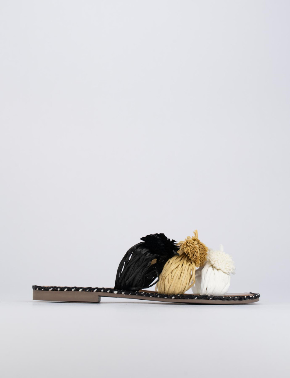 Mules tacón 1 cm negro cuero