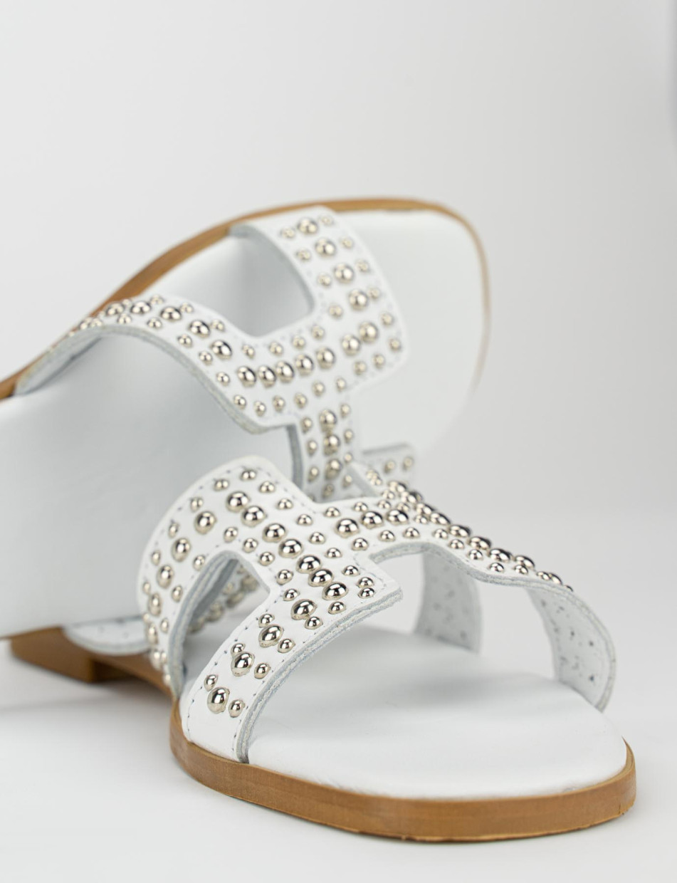 Mules tacón 1 cm blanco cuero