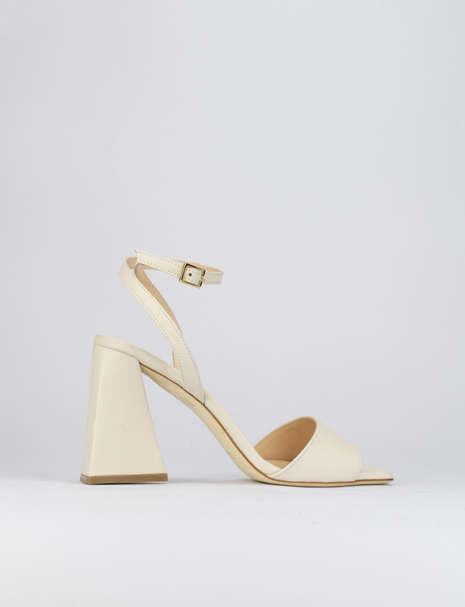 Sandalias de tacón alto tacón 9 cm blanco cuero
