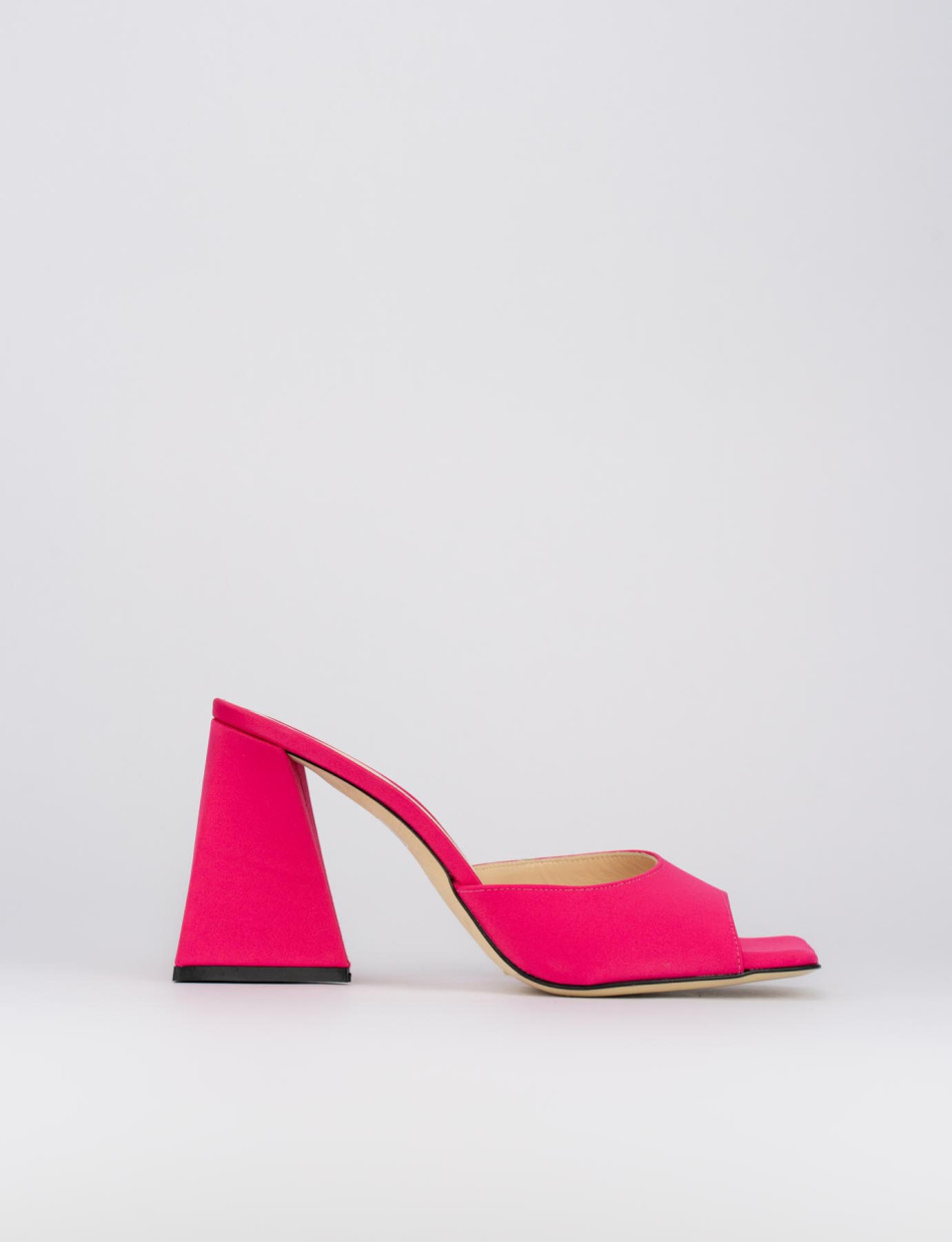 Mules tacón 8 cm rosa raso
