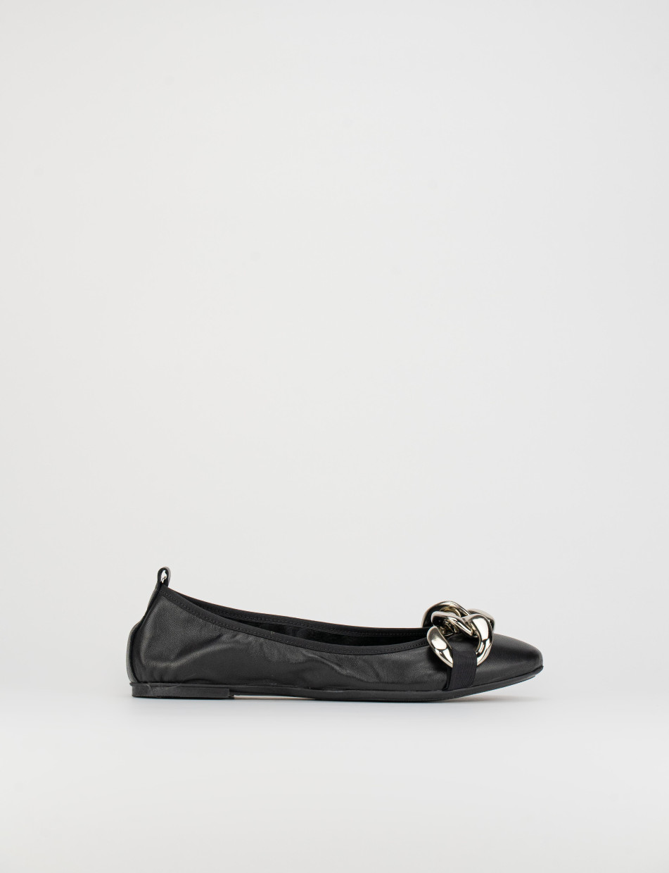 Bailarinas tacón 1 cm negro cuero