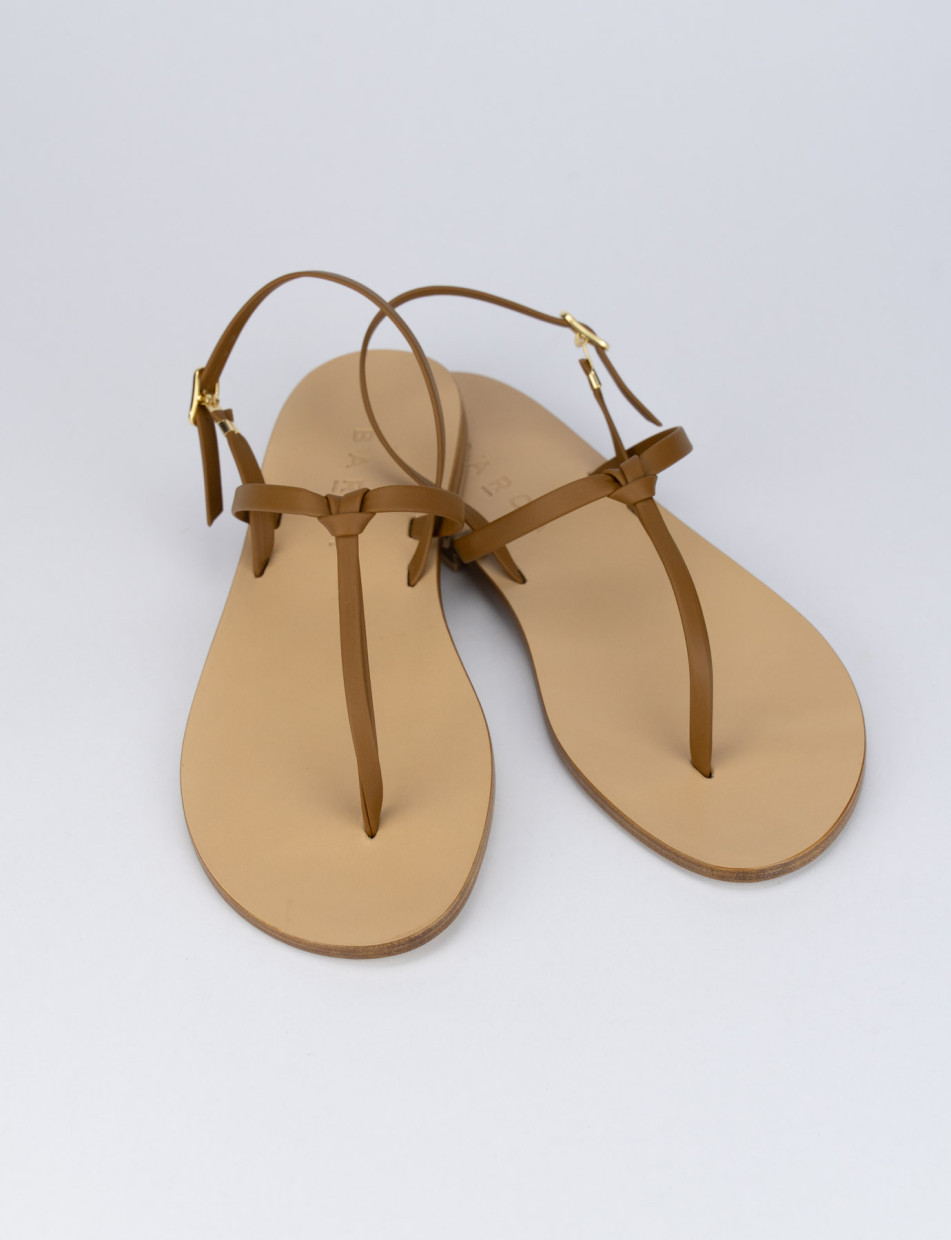 Flip flops heel 1 cm brown leather