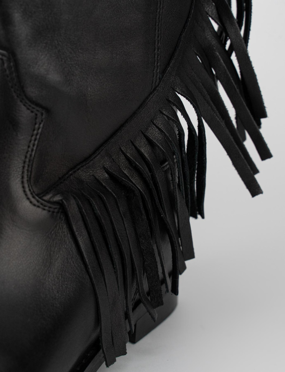 Botas de tacón bajo tacón 3 cm negro cuero