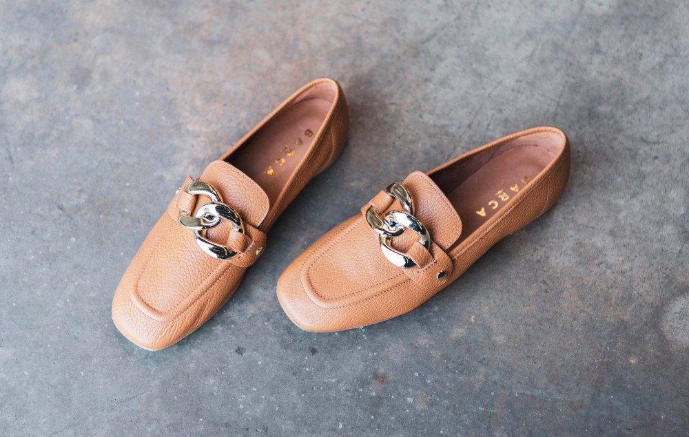 Mocasines tacón 1 cm marrón cuero