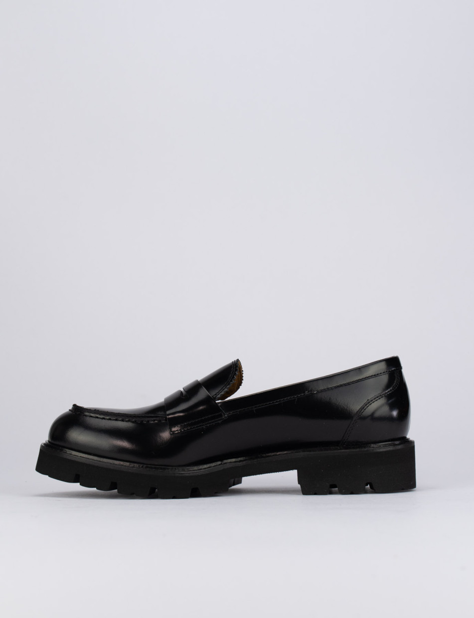 Mocasines tacón 1 cm negro cuero