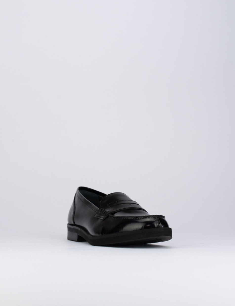 Mocasines tacón 2 cm negro cuero