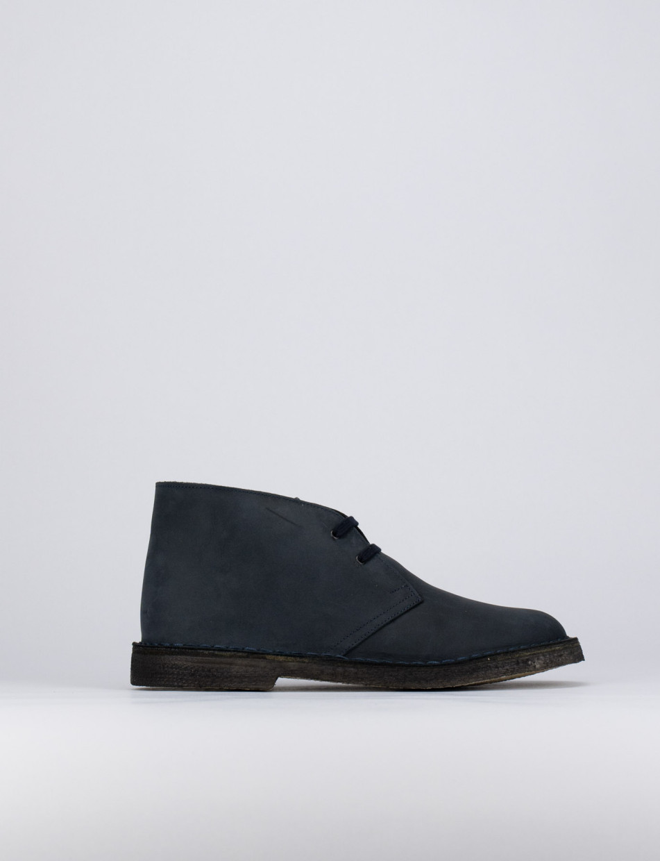 Botines tacón 2 cm azul cuero