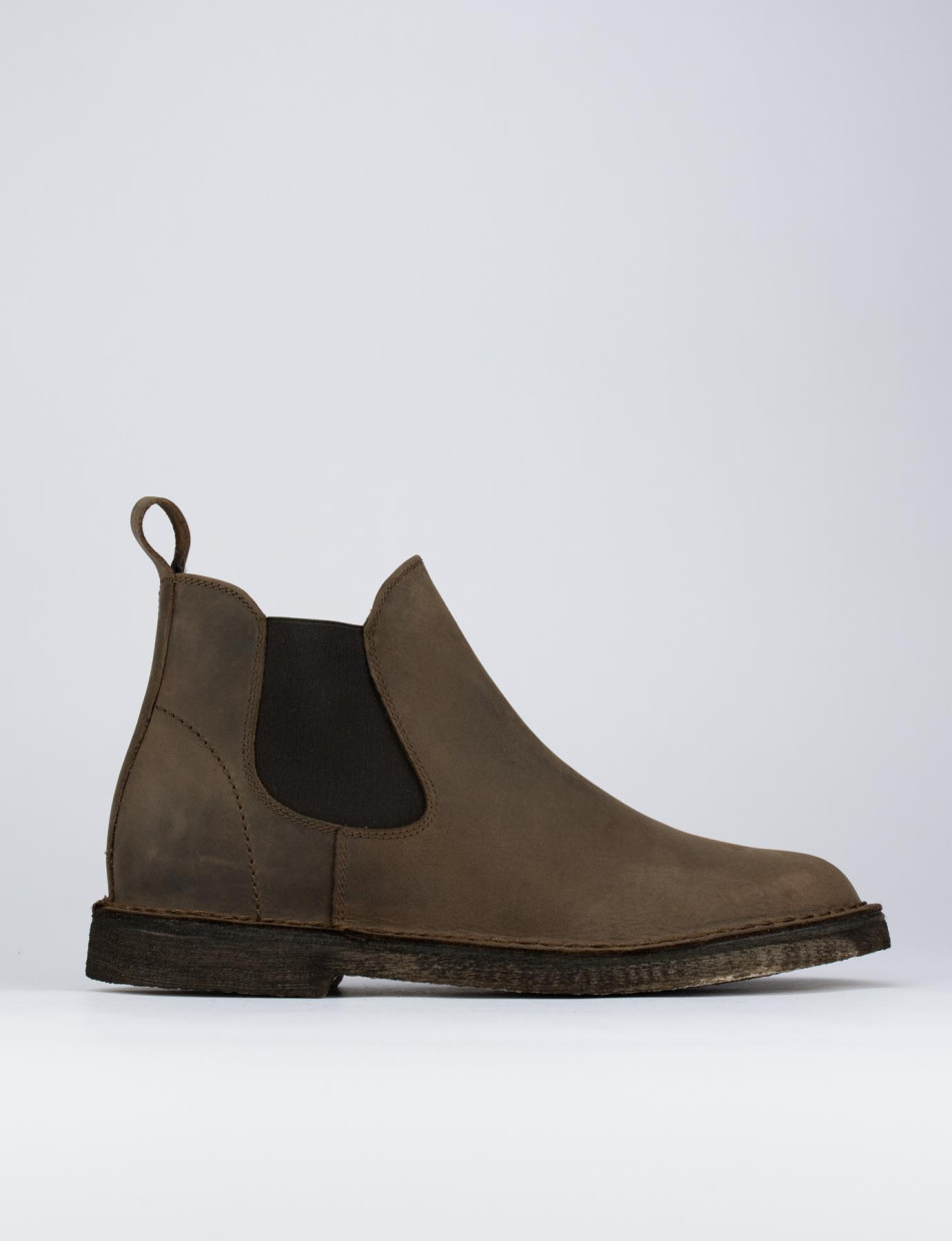 Botines tacón 1 cm marrón oscuro cuero