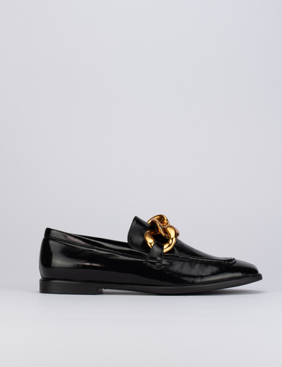 Mocasines tacón 1 cm negro cuero