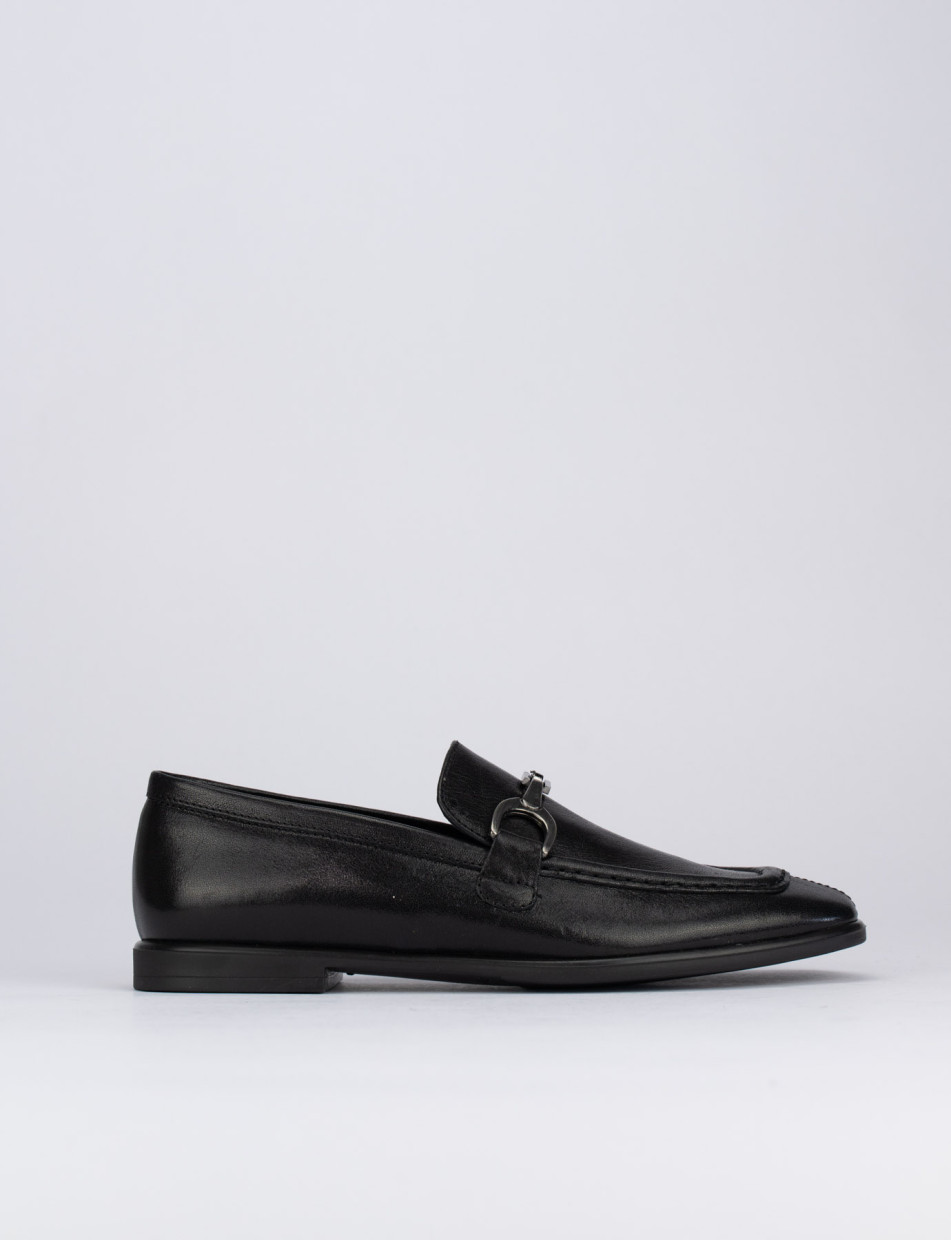 Mocasines tacón 1 cm negro cuero