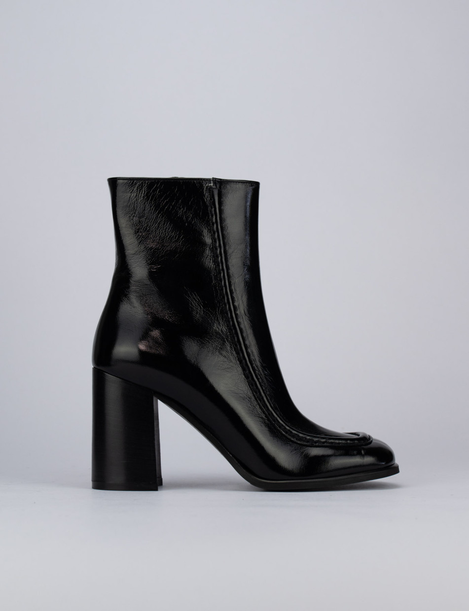 Botines de tacón alto tacón 9 cm negro cuero