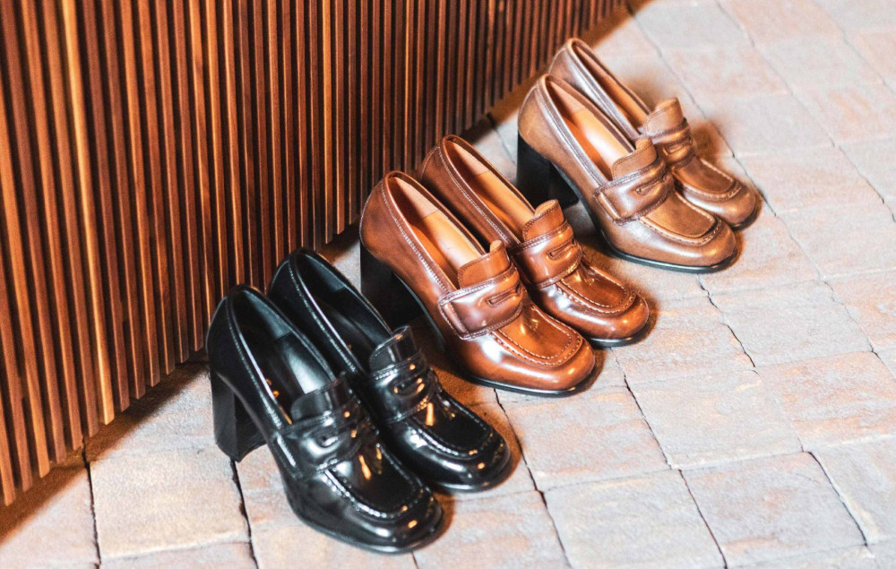 Mocasines tacón 9 cm marrón cuero